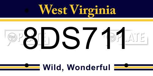 8DS711 West Virginia License Plate