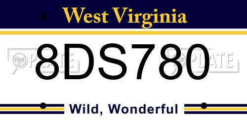 8DS780 West Virginia License Plate