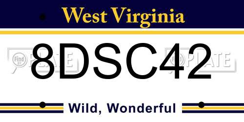 8DSC42 West Virginia License Plate