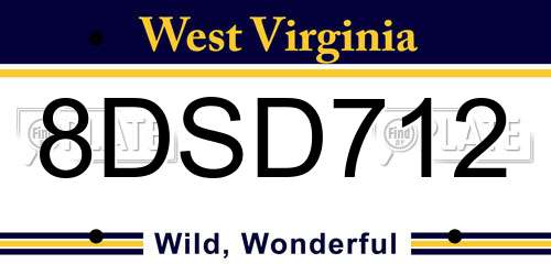 8DSD712 West Virginia License Plate