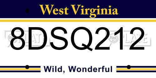 8DSQ212 West Virginia License Plate