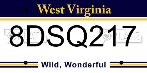 8DSQ217 West Virginia License Plate