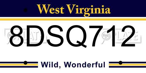 8DSQ712 West Virginia License Plate