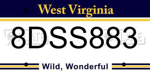 8DSS883 West Virginia License Plate