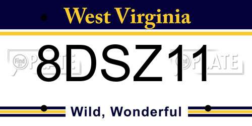 8DSZ11 West Virginia License Plate