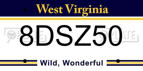 8DSZ50 West Virginia License Plate