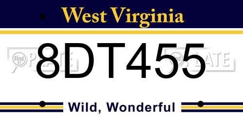 8DT455 West Virginia License Plate