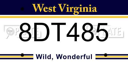 8DT485 West Virginia License Plate