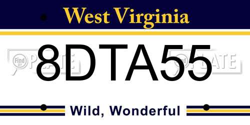 8DTA55 West Virginia License Plate