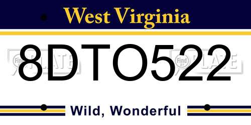8DTO522 West Virginia License Plate