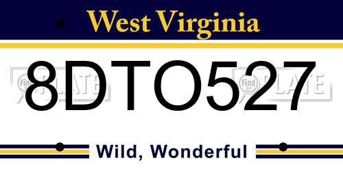 8DTO527 West Virginia License Plate