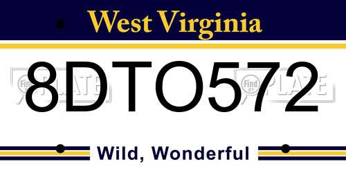 8DTO572 West Virginia License Plate
