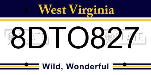 8DTO827 West Virginia License Plate
