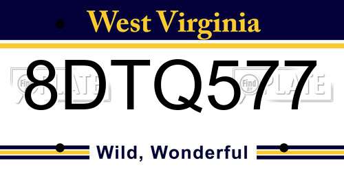 8DTQ577 West Virginia License Plate