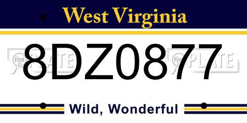 8DZ0877 West Virginia License Plate