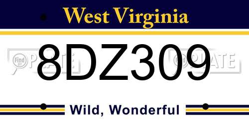 8DZ309 West Virginia License Plate