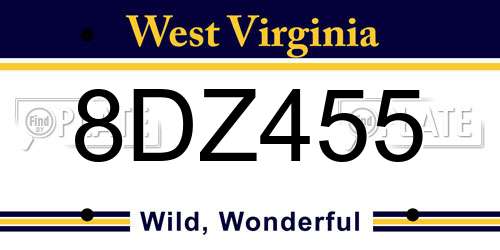 8DZ455 West Virginia License Plate