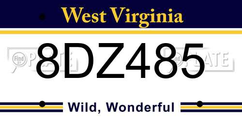 8DZ485 West Virginia License Plate