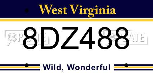 8DZ488 West Virginia License Plate