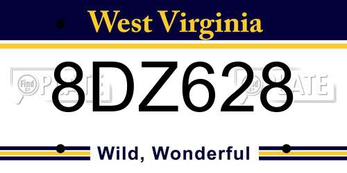 8DZ628 West Virginia License Plate