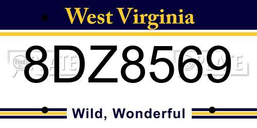8DZ8569 West Virginia License Plate