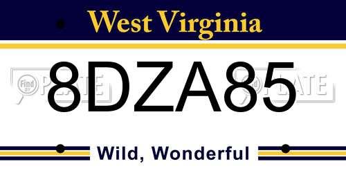 8DZA85 West Virginia License Plate
