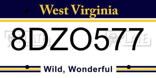 8DZO577 West Virginia License Plate