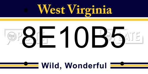 8E10B5 West Virginia License Plate