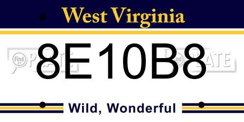 8E10B8 West Virginia License Plate