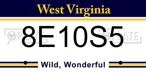 8E10S5 West Virginia License Plate