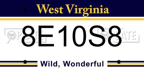 8E10S8 West Virginia License Plate