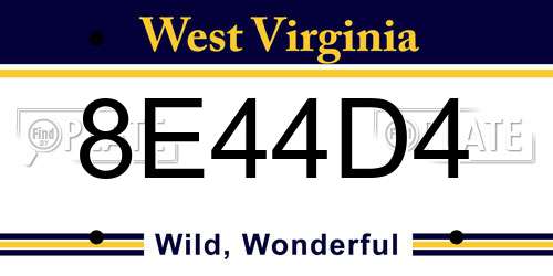 8E44D4 West Virginia License Plate