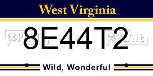 8E44T2 West Virginia License Plate