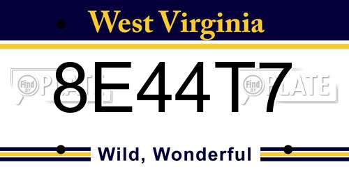 8E44T7 West Virginia License Plate