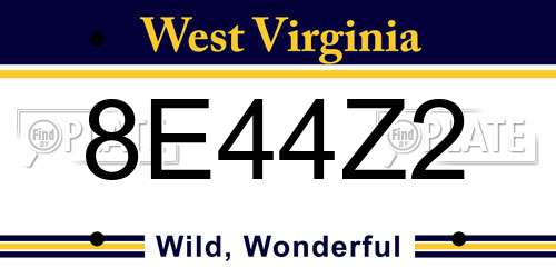 8E44Z2 West Virginia License Plate