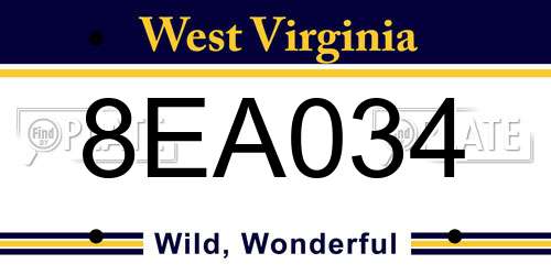 8EA034 West Virginia License Plate