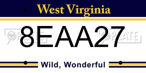 8EAA27 West Virginia License Plate