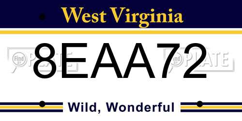 8EAA72 West Virginia License Plate