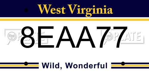 8EAA77 West Virginia License Plate