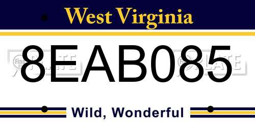 8EAB085 West Virginia License Plate