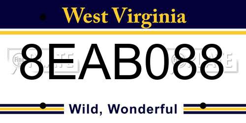 8EAB088 West Virginia License Plate