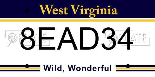 8EAD34 West Virginia License Plate