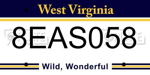 8EAS058 West Virginia License Plate