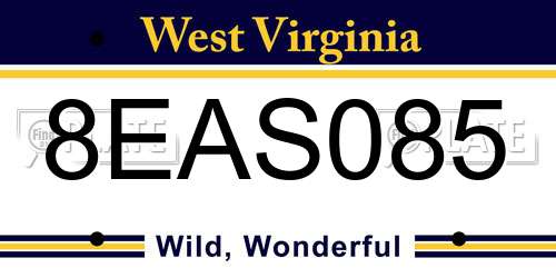 8EAS085 West Virginia License Plate