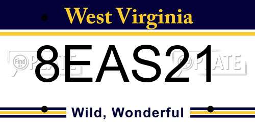 8EAS21 West Virginia License Plate