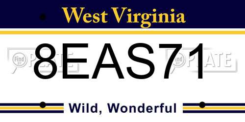 8EAS71 West Virginia License Plate