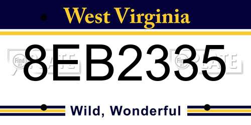 8EB2335 West Virginia License Plate