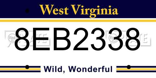 8EB2338 West Virginia License Plate