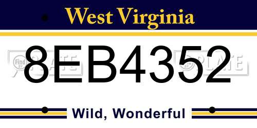 8EB4352 West Virginia License Plate