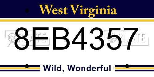 8EB4357 West Virginia License Plate